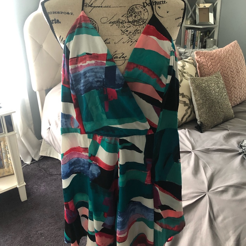 Multi Colored Romper with Crossed Back